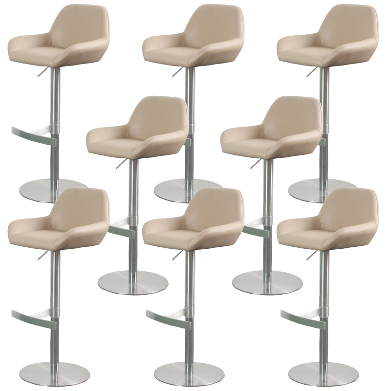 Glam Style Counter Stool Faux Leather Adjustable Height Bar Stool with Swivel Brown 8 Piece Set Clearhalo 'Bar Furniture' 'Bar Stools' 'bar_stools' 'furn' 'furn_bar_stools' 'Furniture' 'Kitchen & Dining Furniture' 6870061