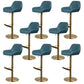 Glam Style Counter Stool Faux Leather Adjustable Height Bar Stool with Swivel Blue Gold 8 Piece Set Clearhalo 'Bar Furniture' 'Bar Stools' 'bar_stools' 'furn' 'furn_bar_stools' 'Furniture' 'Kitchen & Dining Furniture' 6870063
