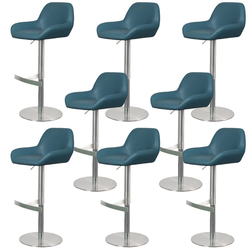 Glam Style Counter Stool Faux Leather Adjustable Height Bar Stool with Swivel Blue 8 Piece Set Clearhalo 'Bar Furniture' 'Bar Stools' 'bar_stools' 'furn' 'furn_bar_stools' 'Furniture' 'Kitchen & Dining Furniture' 6870064