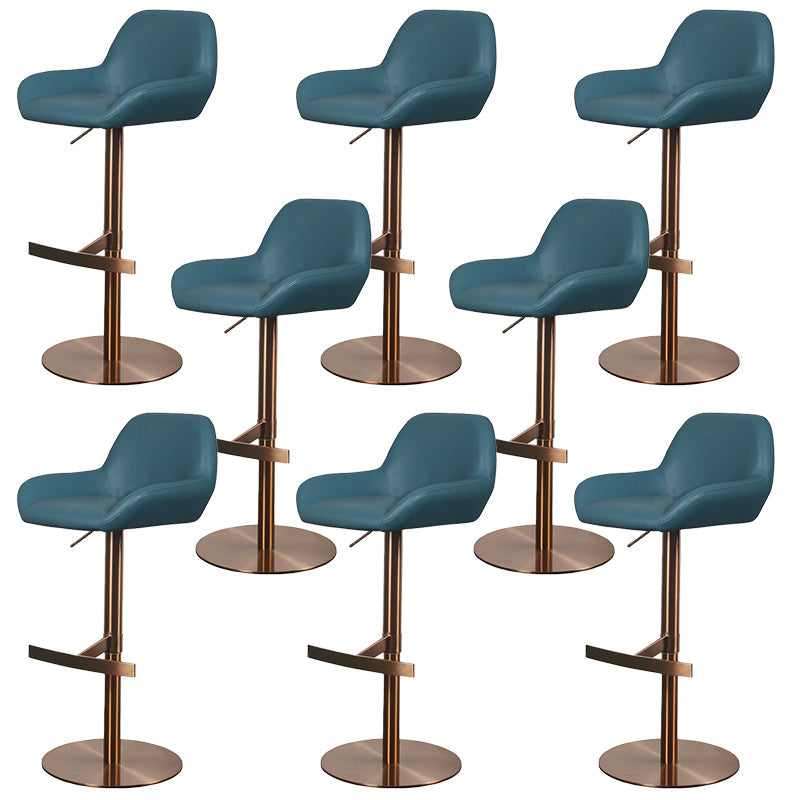 Glam Style Counter Stool Faux Leather Adjustable Height Bar Stool with Swivel Ocean Blue 8 Piece Set Clearhalo 'Bar Furniture' 'Bar Stools' 'bar_stools' 'furn' 'furn_bar_stools' 'Furniture' 'Kitchen & Dining Furniture' 6870065