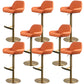 Glam Style Counter Stool Faux Leather Adjustable Height Bar Stool with Swivel Orange Gold 8 Piece Set Clearhalo 'Bar Furniture' 'Bar Stools' 'bar_stools' 'furn' 'furn_bar_stools' 'Furniture' 'Kitchen & Dining Furniture' 6870067