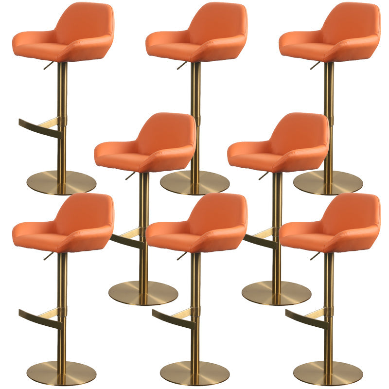 Glam Style Counter Stool Faux Leather Adjustable Height Bar Stool with Swivel Orange Gold 8 Piece Set Clearhalo 'Bar Furniture' 'Bar Stools' 'bar_stools' 'furn' 'furn_bar_stools' 'Furniture' 'Kitchen & Dining Furniture' 6870067