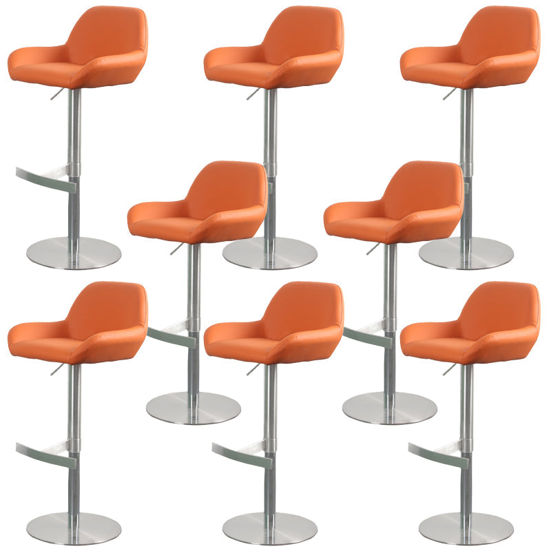 Glam Style Counter Stool Faux Leather Adjustable Height Bar Stool with Swivel Orange 8 Piece Set Clearhalo 'Bar Furniture' 'Bar Stools' 'bar_stools' 'furn' 'furn_bar_stools' 'Furniture' 'Kitchen & Dining Furniture' 6870068