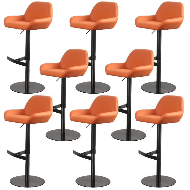 Glam Style Counter Stool Faux Leather Adjustable Height Bar Stool with Swivel Black-Orange 8 Piece Set Clearhalo 'Bar Furniture' 'Bar Stools' 'bar_stools' 'furn' 'furn_bar_stools' 'Furniture' 'Kitchen & Dining Furniture' 6870069