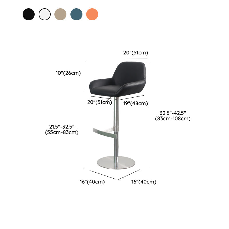 Glam Style Counter Stool Faux Leather Adjustable Height Bar Stool with Swivel Clearhalo 'Bar Furniture' 'Bar Stools' 'bar_stools' 'furn' 'furn_bar_stools' 'Furniture' 'Kitchen & Dining Furniture' 6870070