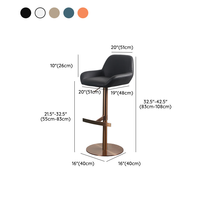 Glam Style Counter Stool Faux Leather Adjustable Height Bar Stool with Swivel Clearhalo 'Bar Furniture' 'Bar Stools' 'bar_stools' 'furn' 'furn_bar_stools' 'Furniture' 'Kitchen & Dining Furniture' 6870073