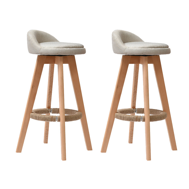 Low Back Dining Stool Beech Armless Bar Stool with Wood Base Beige 2 Piece Set Clearhalo 'Bar Furniture' 'Bar Stools' 'bar_stools' 'furn' 'furn_bar_stools' 'Furniture' 'Kitchen & Dining Furniture' 6870122