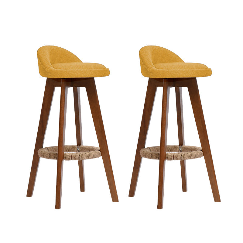 Low Back Dining Stool Beech Armless Bar Stool with Wood Base Yellow 2 Piece Set Clearhalo 'Bar Furniture' 'Bar Stools' 'bar_stools' 'furn' 'furn_bar_stools' 'Furniture' 'Kitchen & Dining Furniture' 6870140