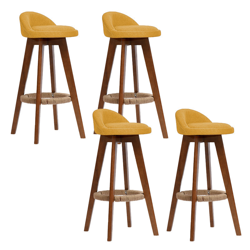 Low Back Dining Stool Beech Armless Bar Stool with Wood Base Yellow 4 Piece Set Clearhalo 'Bar Furniture' 'Bar Stools' 'bar_stools' 'furn' 'furn_bar_stools' 'Furniture' 'Kitchen & Dining Furniture' 6870141