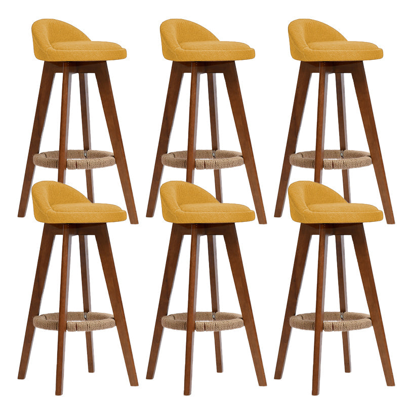 Low Back Dining Stool Beech Armless Bar Stool with Wood Base Yellow 6 Piece Set Clearhalo 'Bar Furniture' 'Bar Stools' 'bar_stools' 'furn' 'furn_bar_stools' 'Furniture' 'Kitchen & Dining Furniture' 6870142