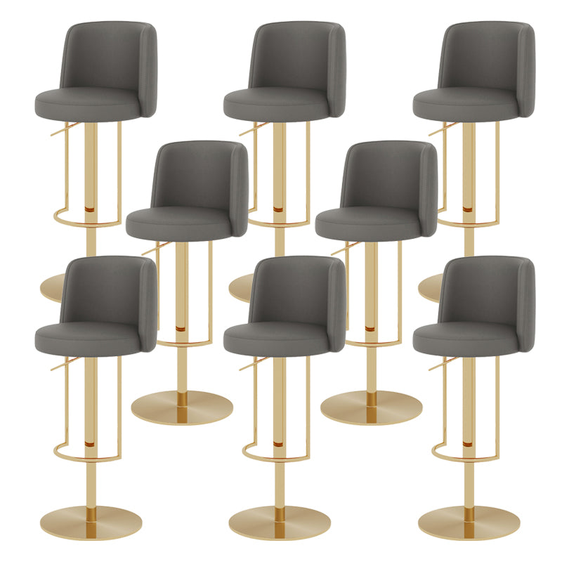 Glam Style Liftable Bar Stool Round Seat Counter Bar Stool with Metal Legs Dark Gray Gold 8 Piece Set Clearhalo 'Bar Furniture' 'Bar Stools' 'bar_stools' 'furn' 'furn_bar_stools' 'Furniture' 'Kitchen & Dining Furniture' 6870148
