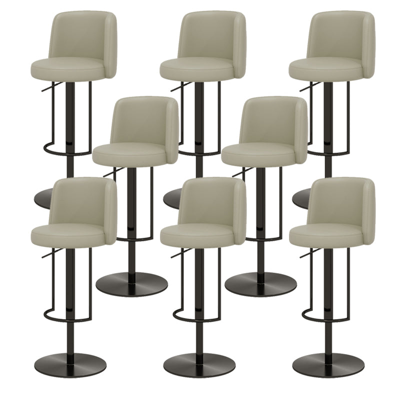 Glam Style Liftable Bar Stool Round Seat Counter Bar Stool with Metal Legs Light Gray Black 8 Piece Set Clearhalo 'Bar Furniture' 'Bar Stools' 'bar_stools' 'furn' 'furn_bar_stools' 'Furniture' 'Kitchen & Dining Furniture' 6870163