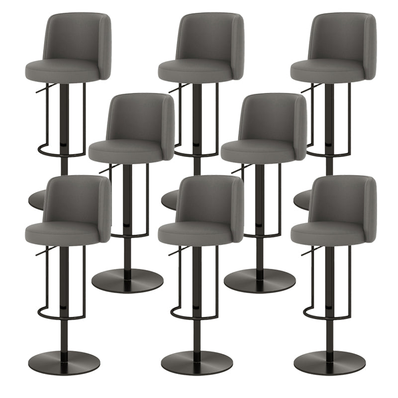 Glam Style Liftable Bar Stool Round Seat Counter Bar Stool with Metal Legs Dark Gray Black 8 Piece Set Clearhalo 'Bar Furniture' 'Bar Stools' 'bar_stools' 'furn' 'furn_bar_stools' 'Furniture' 'Kitchen & Dining Furniture' 6870169