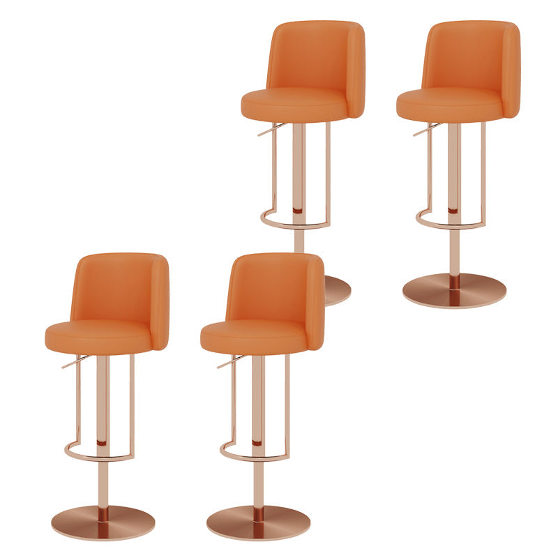 Glam Style Liftable Bar Stool Round Seat Counter Bar Stool with Metal Legs Orange Rose Gold 4 Piece Set Clearhalo 'Bar Furniture' 'Bar Stools' 'bar_stools' 'furn' 'furn_bar_stools' 'Furniture' 'Kitchen & Dining Furniture' 6870174