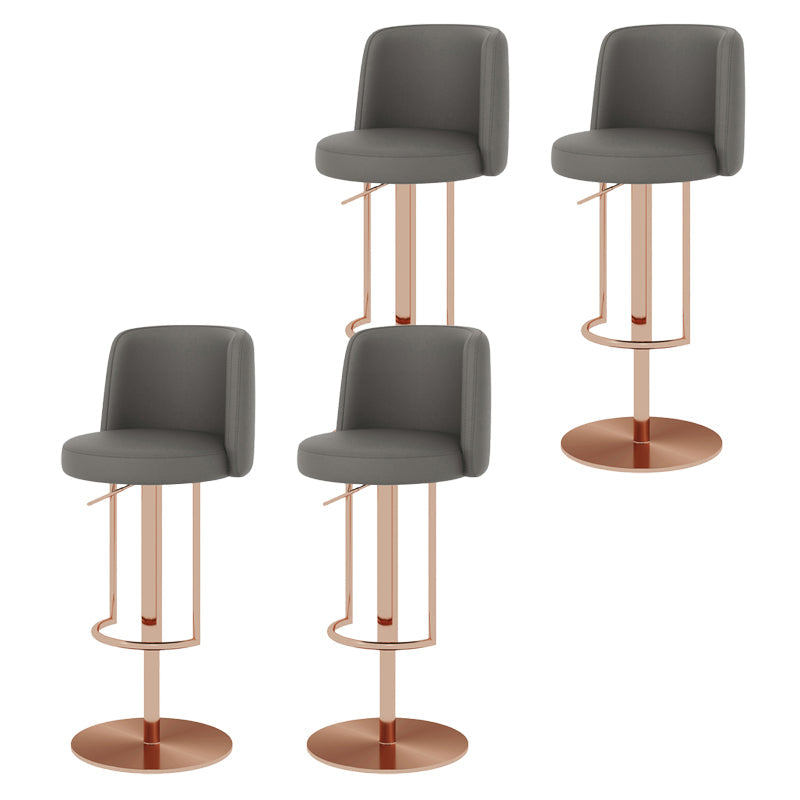 Glam Style Liftable Bar Stool Round Seat Counter Bar Stool with Metal Legs Dark Gray Rose Gold 4 Piece Set Clearhalo 'Bar Furniture' 'Bar Stools' 'bar_stools' 'furn' 'furn_bar_stools' 'Furniture' 'Kitchen & Dining Furniture' 6870176