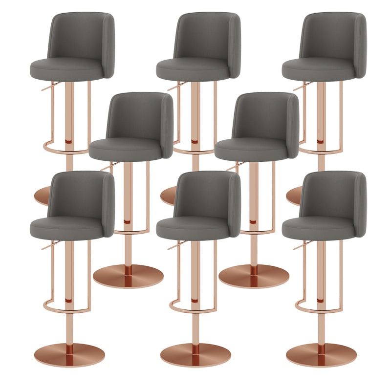 Glam Style Liftable Bar Stool Round Seat Counter Bar Stool with Metal Legs Dark Gray Rose Gold 8 Piece Set Clearhalo 'Bar Furniture' 'Bar Stools' 'bar_stools' 'furn' 'furn_bar_stools' 'Furniture' 'Kitchen & Dining Furniture' 6870177