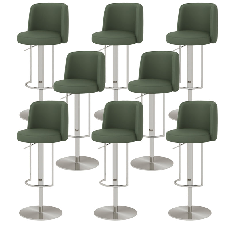 Glam Style Liftable Bar Stool Round Seat Counter Bar Stool with Metal Legs Blackish Green Silver 8 Piece Set Clearhalo 'Bar Furniture' 'Bar Stools' 'bar_stools' 'furn' 'furn_bar_stools' 'Furniture' 'Kitchen & Dining Furniture' 6870179