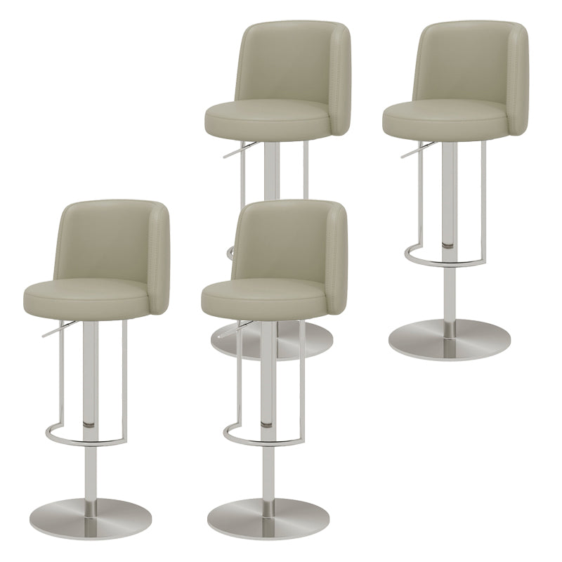 Glam Style Liftable Bar Stool Round Seat Counter Bar Stool with Metal Legs Light Gray Silver 4 Piece Set Clearhalo 'Bar Furniture' 'Bar Stools' 'bar_stools' 'furn' 'furn_bar_stools' 'Furniture' 'Kitchen & Dining Furniture' 6870180