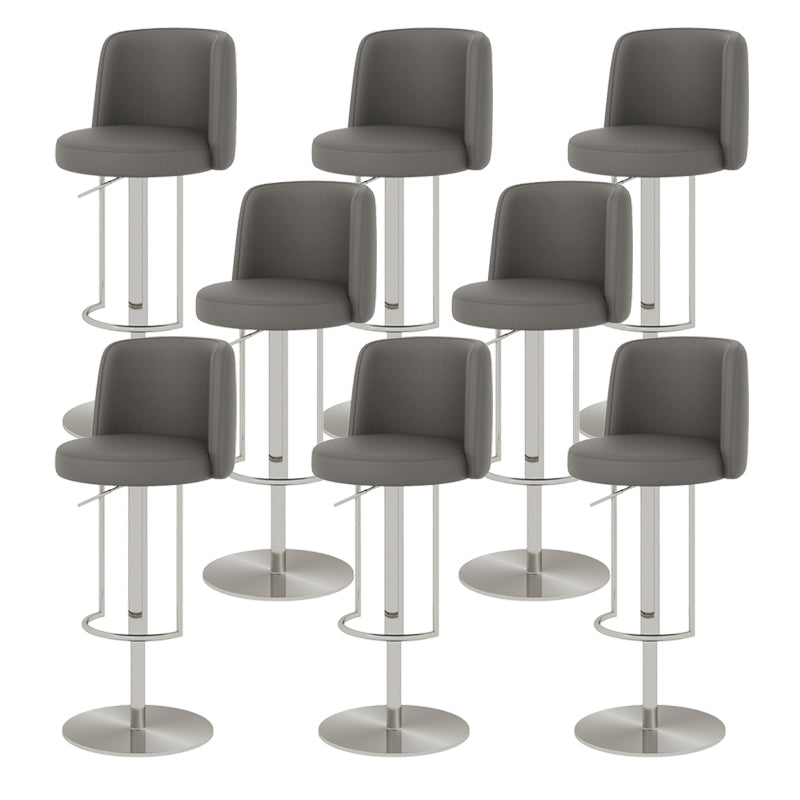 Glam Style Liftable Bar Stool Round Seat Counter Bar Stool with Metal Legs Dark Gray Silver 8 Piece Set Clearhalo 'Bar Furniture' 'Bar Stools' 'bar_stools' 'furn' 'furn_bar_stools' 'Furniture' 'Kitchen & Dining Furniture' 6870183