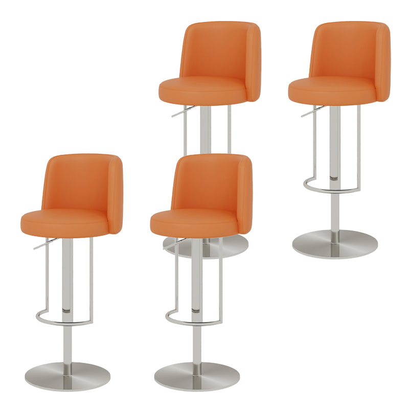 Glam Style Liftable Bar Stool Round Seat Counter Bar Stool with Metal Legs Orange Silver 4 Piece Set Clearhalo 'Bar Furniture' 'Bar Stools' 'bar_stools' 'furn' 'furn_bar_stools' 'Furniture' 'Kitchen & Dining Furniture' 6870184