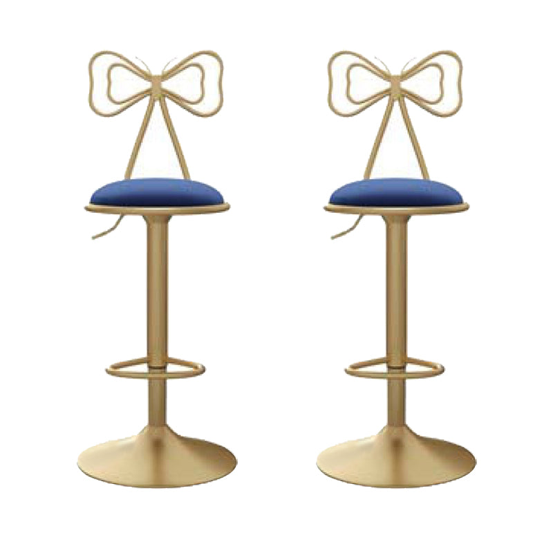Glam Low Back Dining Stools Adjustable Height Bar Stools with Footrest Navy Blue 2 Piece Set Clearhalo 'Bar Furniture' 'Bar Stools' 'bar_stools' 'furn' 'furn_bar_stools' 'Furniture' 'Kitchen & Dining Furniture' 6870229