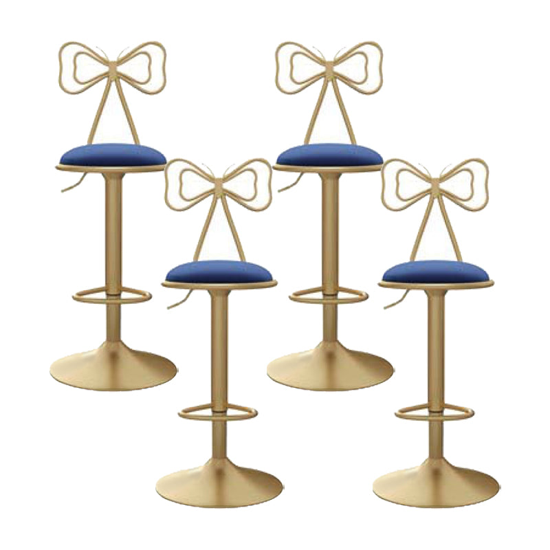 Glam Low Back Dining Stools Adjustable Height Bar Stools with Footrest Navy Blue 4 Piece Set Clearhalo 'Bar Furniture' 'Bar Stools' 'bar_stools' 'furn' 'furn_bar_stools' 'Furniture' 'Kitchen & Dining Furniture' 6870230