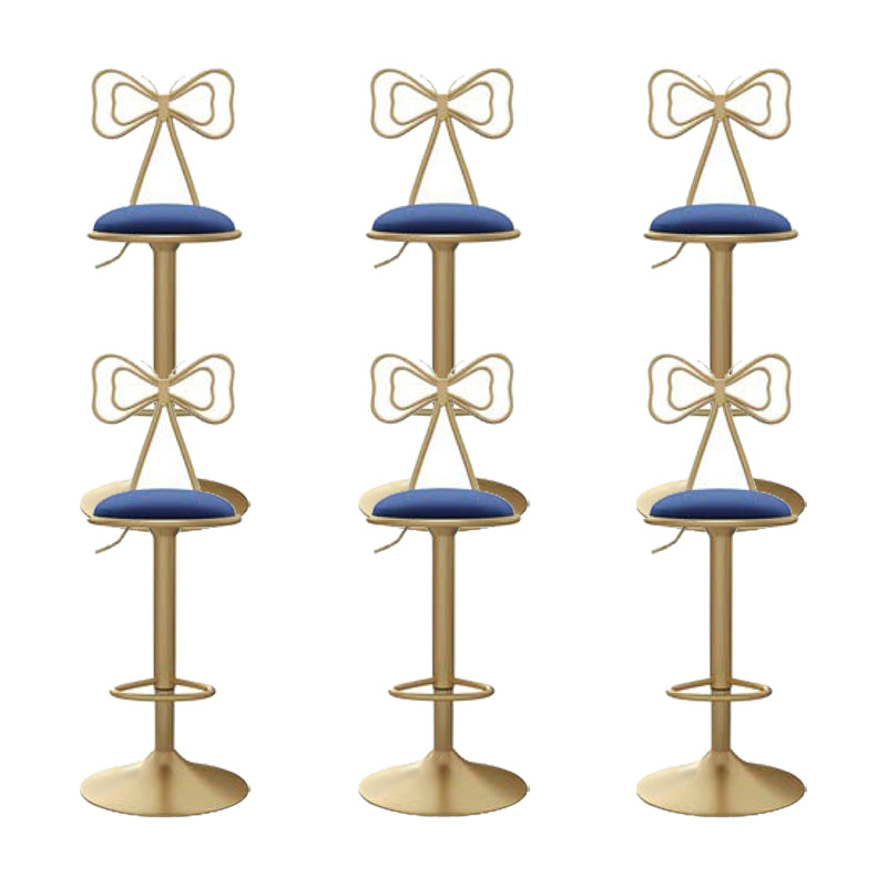 Glam Low Back Dining Stools Adjustable Height Bar Stools with Footrest Navy Blue 6 Piece Set Clearhalo 'Bar Furniture' 'Bar Stools' 'bar_stools' 'furn' 'furn_bar_stools' 'Furniture' 'Kitchen & Dining Furniture' 6870233