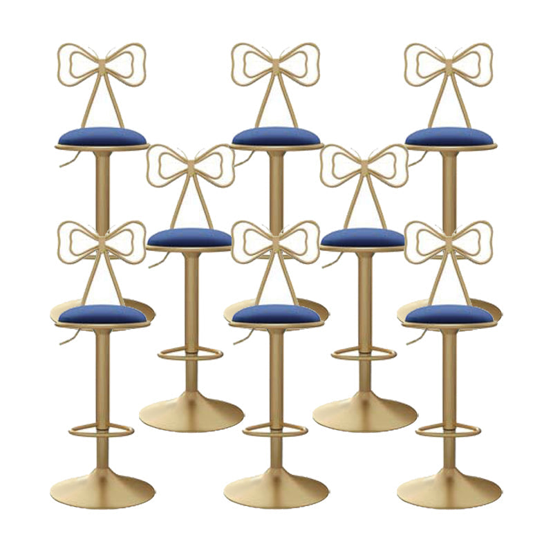 Glam Low Back Dining Stools Adjustable Height Bar Stools with Footrest Navy Blue 8 Piece Set Clearhalo 'Bar Furniture' 'Bar Stools' 'bar_stools' 'furn' 'furn_bar_stools' 'Furniture' 'Kitchen & Dining Furniture' 6870235