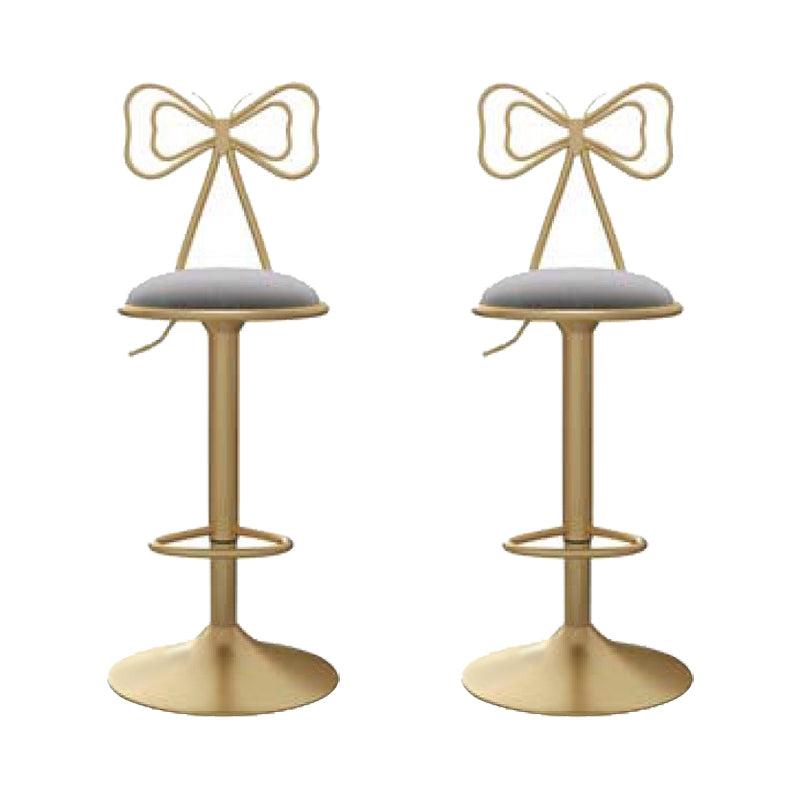 Glam Low Back Dining Stools Adjustable Height Bar Stools with Footrest Gray 2 Piece Set Clearhalo 'Bar Furniture' 'Bar Stools' 'bar_stools' 'furn' 'furn_bar_stools' 'Furniture' 'Kitchen & Dining Furniture' 6870237