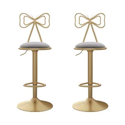 Glam Low Back Dining Stools Adjustable Height Bar Stools with Footrest Gray 2 Piece Set Clearhalo 'Bar Furniture' 'Bar Stools' 'bar_stools' 'furn' 'furn_bar_stools' 'Furniture' 'Kitchen & Dining Furniture' 6870237