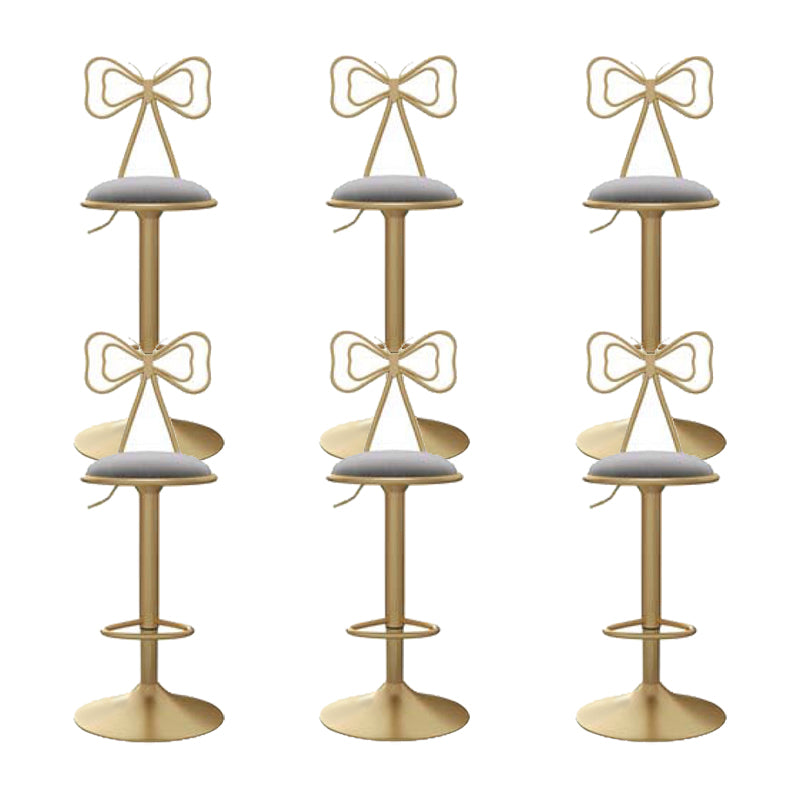 Glam Low Back Dining Stools Adjustable Height Bar Stools with Footrest Gray 6 Piece Set Clearhalo 'Bar Furniture' 'Bar Stools' 'bar_stools' 'furn' 'furn_bar_stools' 'Furniture' 'Kitchen & Dining Furniture' 6870240
