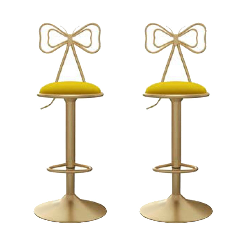 Glam Low Back Dining Stools Adjustable Height Bar Stools with Footrest Yellow 2 Piece Set Clearhalo 'Bar Furniture' 'Bar Stools' 'bar_stools' 'furn' 'furn_bar_stools' 'Furniture' 'Kitchen & Dining Furniture' 6870242
