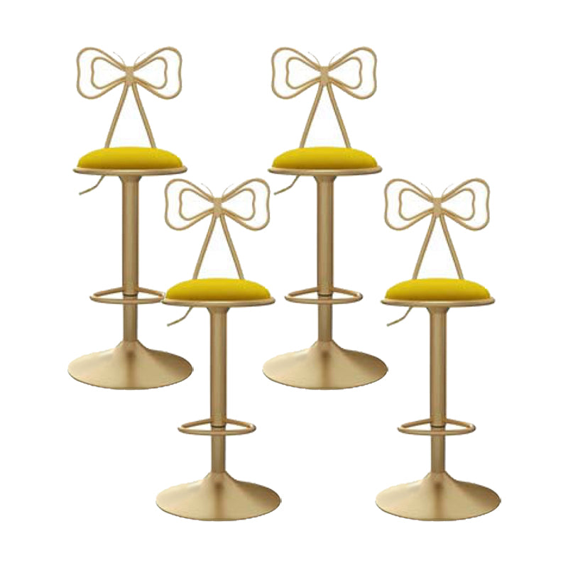 Glam Low Back Dining Stools Adjustable Height Bar Stools with Footrest Yellow 4 Piece Set Clearhalo 'Bar Furniture' 'Bar Stools' 'bar_stools' 'furn' 'furn_bar_stools' 'Furniture' 'Kitchen & Dining Furniture' 6870243