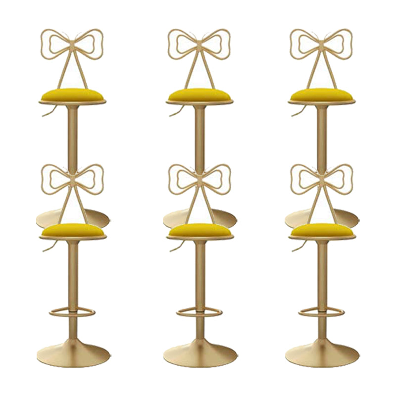 Glam Low Back Dining Stools Adjustable Height Bar Stools with Footrest Yellow 6 Piece Set Clearhalo 'Bar Furniture' 'Bar Stools' 'bar_stools' 'furn' 'furn_bar_stools' 'Furniture' 'Kitchen & Dining Furniture' 6870244