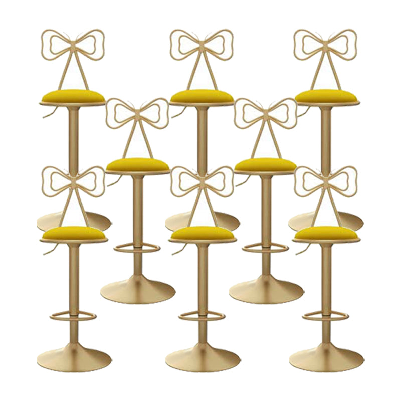 Glam Low Back Dining Stools Adjustable Height Bar Stools with Footrest Yellow 8 Piece Set Clearhalo 'Bar Furniture' 'Bar Stools' 'bar_stools' 'furn' 'furn_bar_stools' 'Furniture' 'Kitchen & Dining Furniture' 6870245