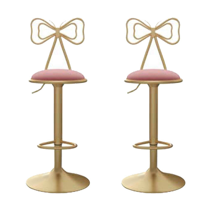 Glam Low Back Dining Stools Adjustable Height Bar Stools with Footrest Pink 2 Piece Set Clearhalo 'Bar Furniture' 'Bar Stools' 'bar_stools' 'furn' 'furn_bar_stools' 'Furniture' 'Kitchen & Dining Furniture' 6870246