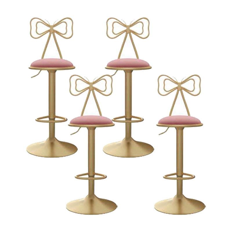 Glam Low Back Dining Stools Adjustable Height Bar Stools with Footrest Pink 4 Piece Set Clearhalo 'Bar Furniture' 'Bar Stools' 'bar_stools' 'furn' 'furn_bar_stools' 'Furniture' 'Kitchen & Dining Furniture' 6870247
