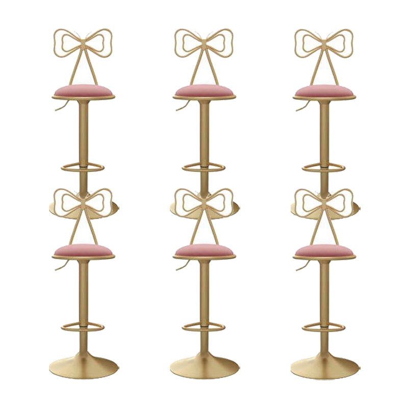 Glam Low Back Dining Stools Adjustable Height Bar Stools with Footrest Pink 6 Piece Set Clearhalo 'Bar Furniture' 'Bar Stools' 'bar_stools' 'furn' 'furn_bar_stools' 'Furniture' 'Kitchen & Dining Furniture' 6870248