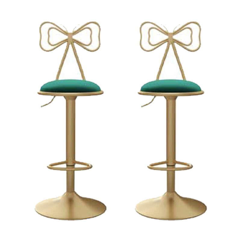 Glam Low Back Dining Stools Adjustable Height Bar Stools with Footrest Green 2 Piece Set Clearhalo 'Bar Furniture' 'Bar Stools' 'bar_stools' 'furn' 'furn_bar_stools' 'Furniture' 'Kitchen & Dining Furniture' 6870250