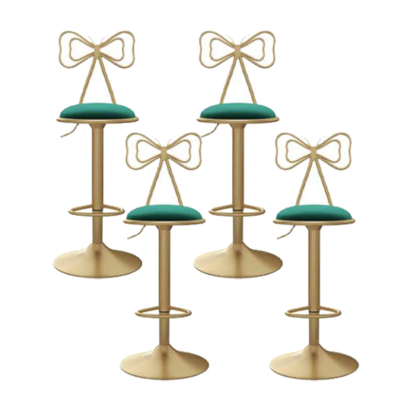 Glam Low Back Dining Stools Adjustable Height Bar Stools with Footrest Green 4 Piece Set Clearhalo 'Bar Furniture' 'Bar Stools' 'bar_stools' 'furn' 'furn_bar_stools' 'Furniture' 'Kitchen & Dining Furniture' 6870251