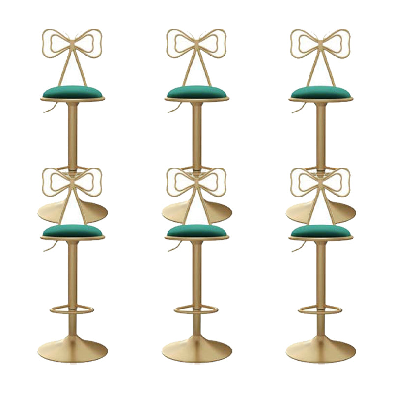 Glam Low Back Dining Stools Adjustable Height Bar Stools with Footrest Green 6 Piece Set Clearhalo 'Bar Furniture' 'Bar Stools' 'bar_stools' 'furn' 'furn_bar_stools' 'Furniture' 'Kitchen & Dining Furniture' 6870252