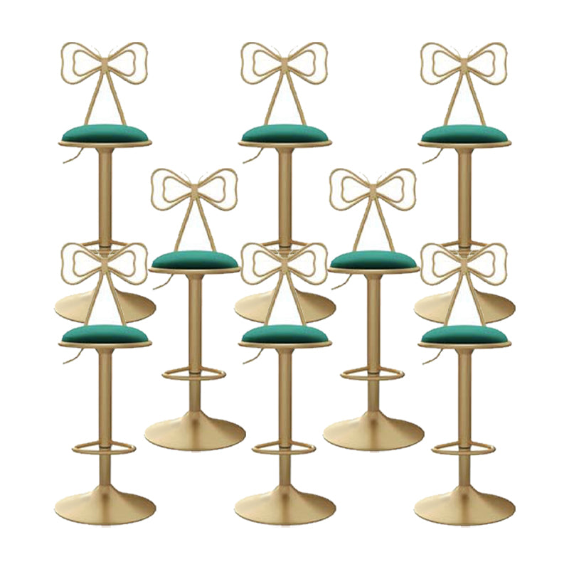 Glam Low Back Dining Stools Adjustable Height Bar Stools with Footrest Green 8 Piece Set Clearhalo 'Bar Furniture' 'Bar Stools' 'bar_stools' 'furn' 'furn_bar_stools' 'Furniture' 'Kitchen & Dining Furniture' 6870253