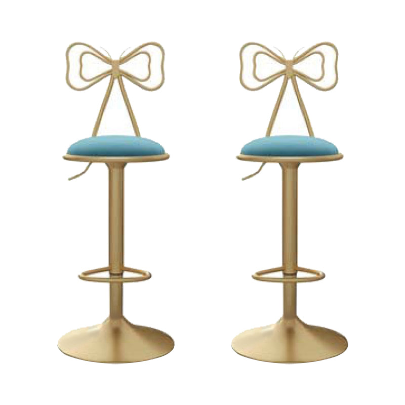 Glam Low Back Dining Stools Adjustable Height Bar Stools with Footrest Blue 2 Piece Set Clearhalo 'Bar Furniture' 'Bar Stools' 'bar_stools' 'furn' 'furn_bar_stools' 'Furniture' 'Kitchen & Dining Furniture' 6870254