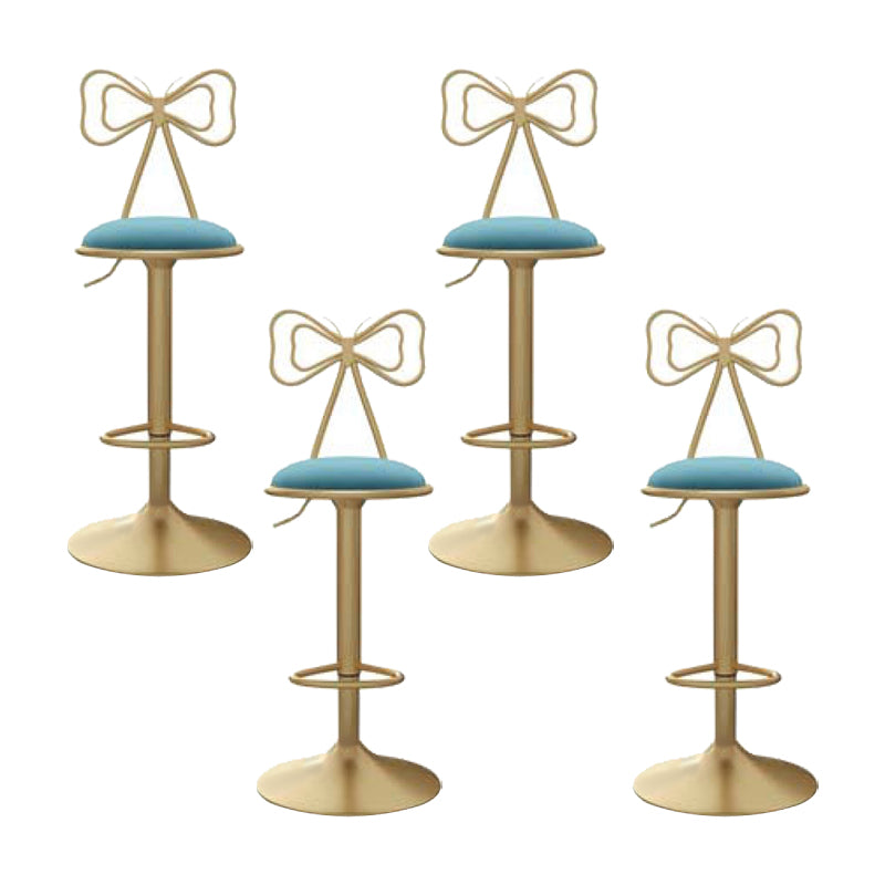 Glam Low Back Dining Stools Adjustable Height Bar Stools with Footrest Blue 4 Piece Set Clearhalo 'Bar Furniture' 'Bar Stools' 'bar_stools' 'furn' 'furn_bar_stools' 'Furniture' 'Kitchen & Dining Furniture' 6870255