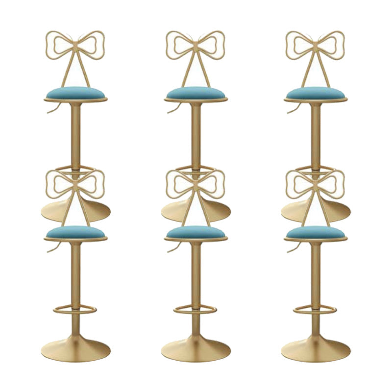 Glam Low Back Dining Stools Adjustable Height Bar Stools with Footrest Blue 6 Piece Set Clearhalo 'Bar Furniture' 'Bar Stools' 'bar_stools' 'furn' 'furn_bar_stools' 'Furniture' 'Kitchen & Dining Furniture' 6870256