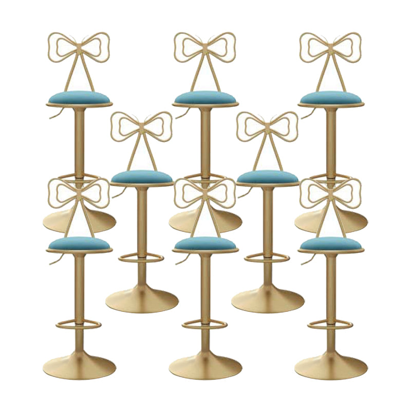Glam Low Back Dining Stools Adjustable Height Bar Stools with Footrest Blue 8 Piece Set Clearhalo 'Bar Furniture' 'Bar Stools' 'bar_stools' 'furn' 'furn_bar_stools' 'Furniture' 'Kitchen & Dining Furniture' 6870257