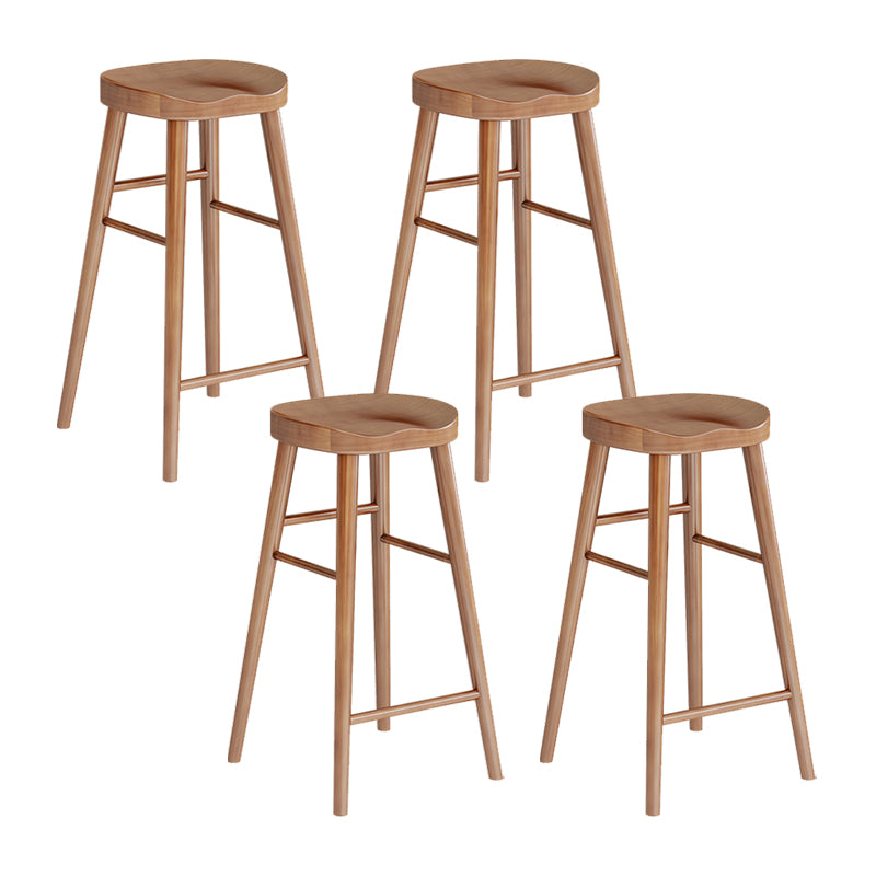 Brown Counter Height Stools Solid Wood Counter Bar Stool for Restaurant 4 Piece Set Backless Clearhalo 'Bar Furniture' 'Bar Stools' 'bar_stools' 'furn' 'furn_bar_stools' 'Furniture' 'Kitchen & Dining Furniture' 6870297