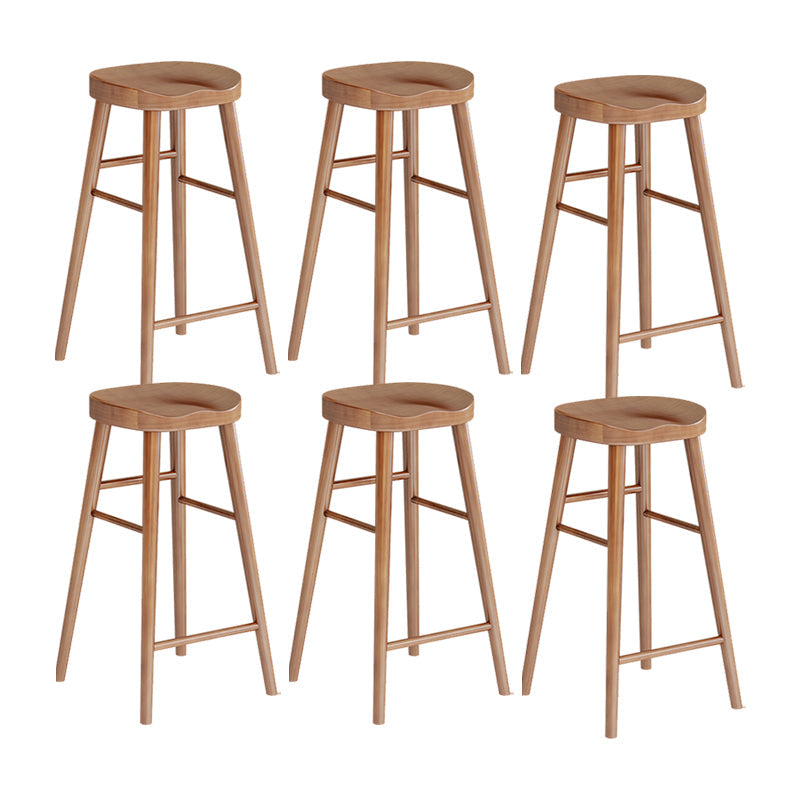 Brown Counter Height Stools Solid Wood Counter Bar Stool for Restaurant 6 Piece Set Backless Clearhalo 'Bar Furniture' 'Bar Stools' 'bar_stools' 'furn' 'furn_bar_stools' 'Furniture' 'Kitchen & Dining Furniture' 6870299