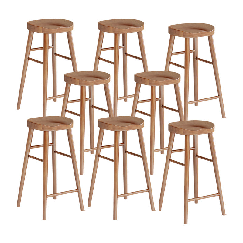 Brown Counter Height Stools Solid Wood Counter Bar Stool for Restaurant 8 Piece Set Backless Clearhalo 'Bar Furniture' 'Bar Stools' 'bar_stools' 'furn' 'furn_bar_stools' 'Furniture' 'Kitchen & Dining Furniture' 6870301