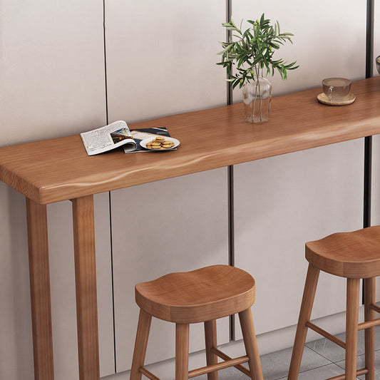 茶色のカウンターハイトスツールレストラン用のソリッドウッドカウンターバースツール